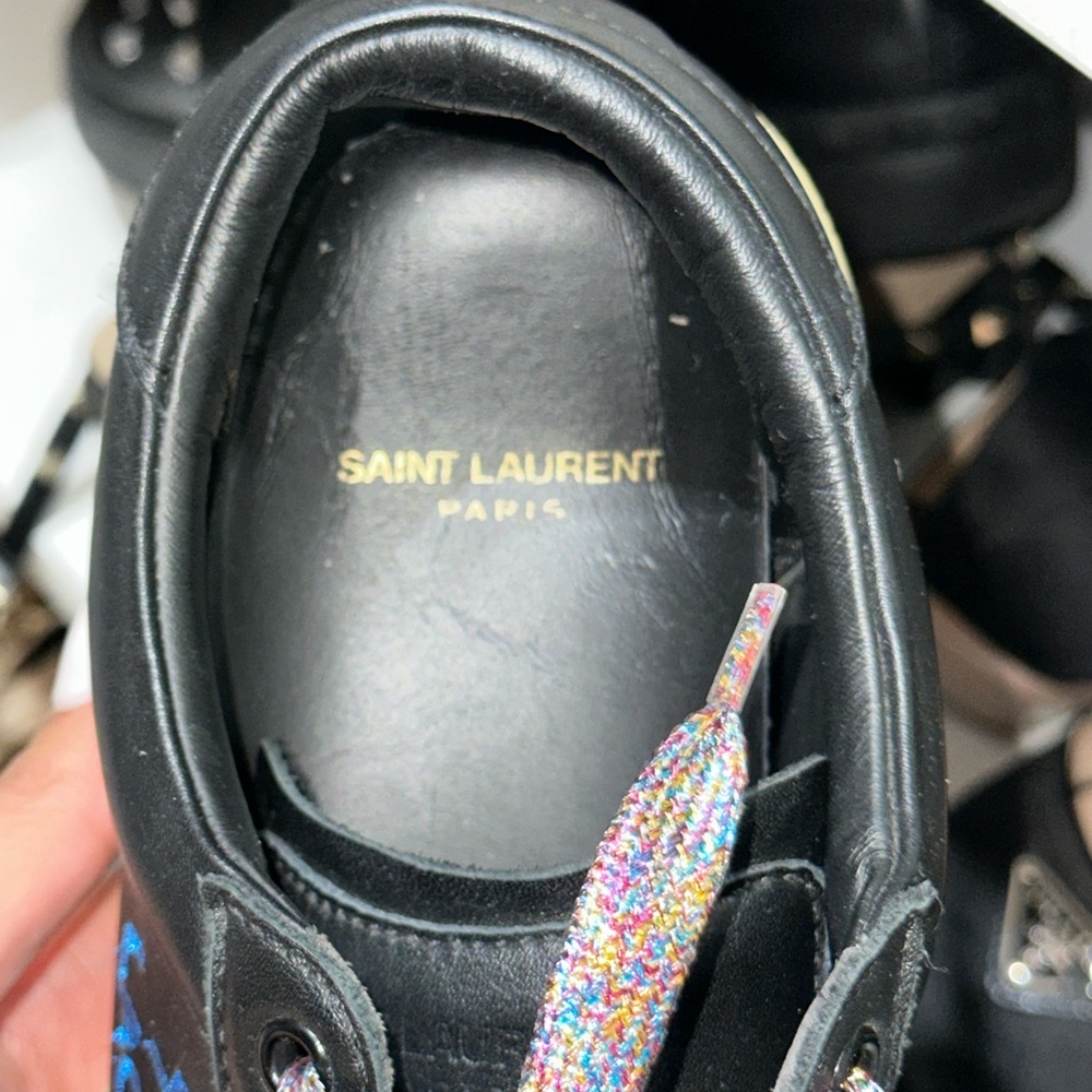 Saint Laurent Black Leather Sneakers with Classic Silhouette - Picture 9 of 9
